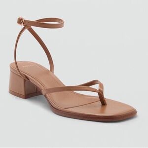 Mango Tan Strappy Block Heel Sandals
